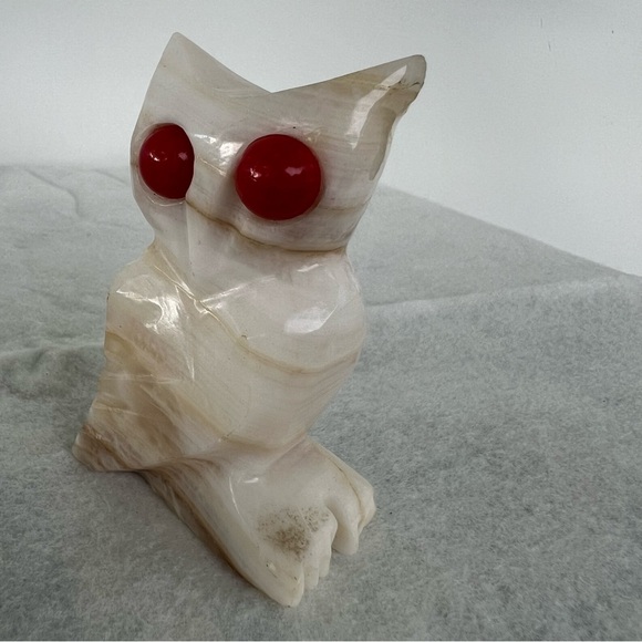 Vintage owl onyx, paperweight collectible figurine decoration Carved Marble Owl - Picture 16 of 16